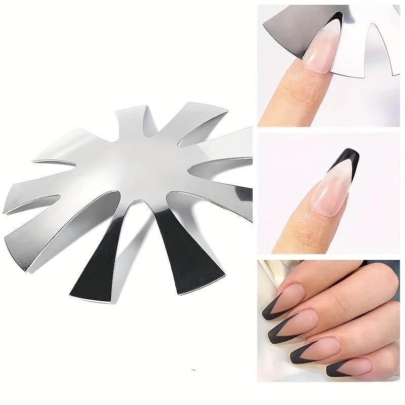 French Smile Cut V-Shape Nail Art Mold - Stainless Steel Manicure Edge Tool with French Design for Salon Quality Nail Art - Easy To Use and Durable