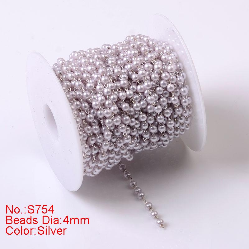 1Meter Beaded Chain Imitation Pearl Chain Copper Necklace Chain Handmade Accessories for Jewelry Making Components Crafts DIY
