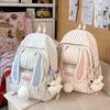 Striped Lop-eared Rabbit Cartoon Backpack Female College Student Campus Schoolbag All-matching Travel Portable Computer