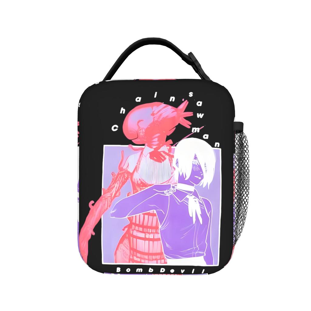 C-Chainsaws Man Reze Insulated Lunch Bag Thermal Bag Reusable,Meal Container Anime Manga Leakproof Lunch Box Tote  Outdoor