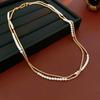 Vintage imitation pearl beaded double stacked collarbone necklace French niche neck necklace