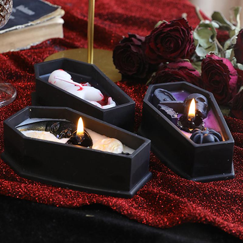 1PC Soybean Wax Blend Horror Gifts Black Party Aromatherapy Candles Halloween Tombstone Halloween Candles Home Decor 3 Styles