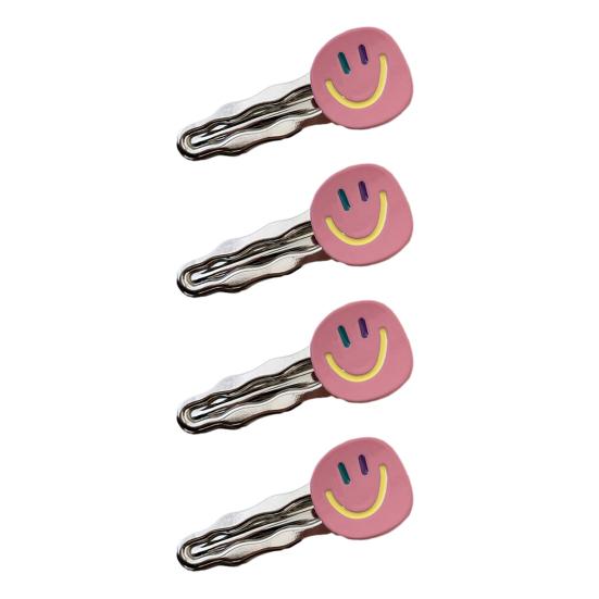 4Pcs Girl Hairpin Smile Face Pattern Stable Clamping Force Smooth Metal Edge Hair Clips Side Bang Hair Accessories