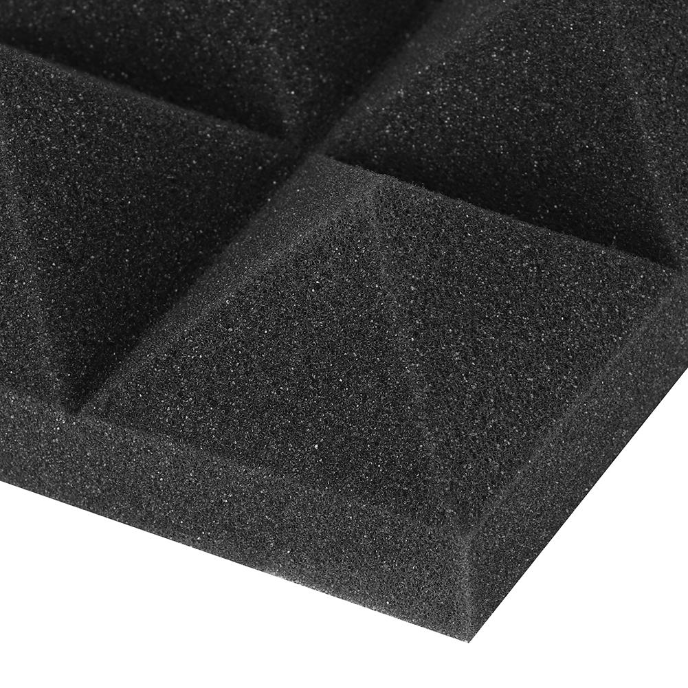 6pcs Pyramid Shape Sound Absorbing Cotton Foam Acoustic Panels Studio Soundproofing Foam(Black )