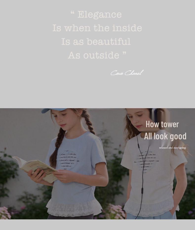 Girls' 2026 Summer Short-Sleeve T-Shirt - Fashionable, Stylish & Lightweight Top for Big Kids & Teens