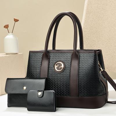 New High Appearance Level Embossed Stitching So Compelling Advanced Sense of Three Sets of Design Shoulder Bag All-match Female Bag