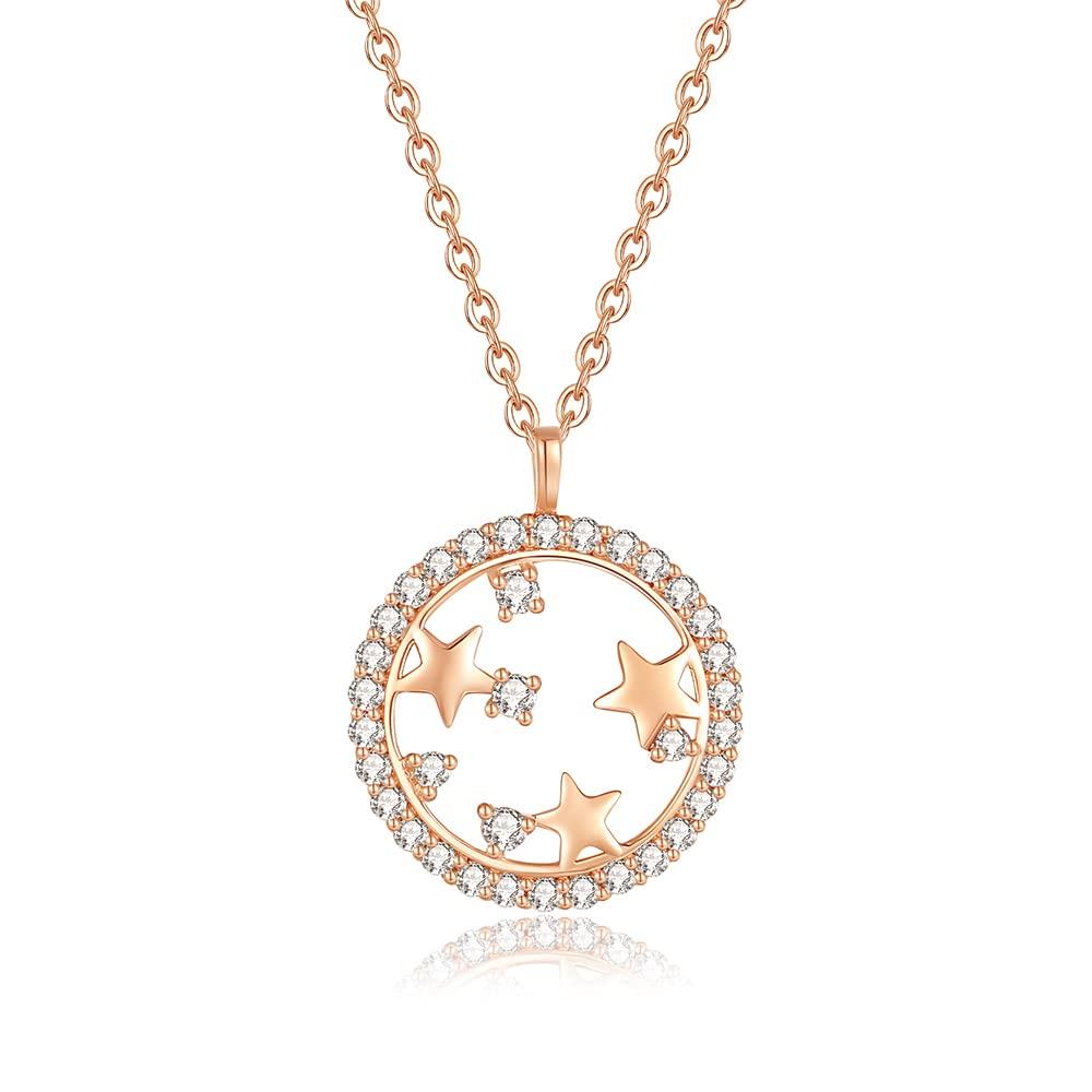 

Діамантове кольє K18 Золота зірка Планета Мотив Лабораторія Діаманти Різдво День народження Різниця Подарункова упаковка включена [FANCIME] Жіноче