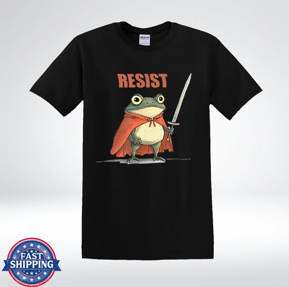 Inspirational Frog Art Resist Message Parody T-Shirt L