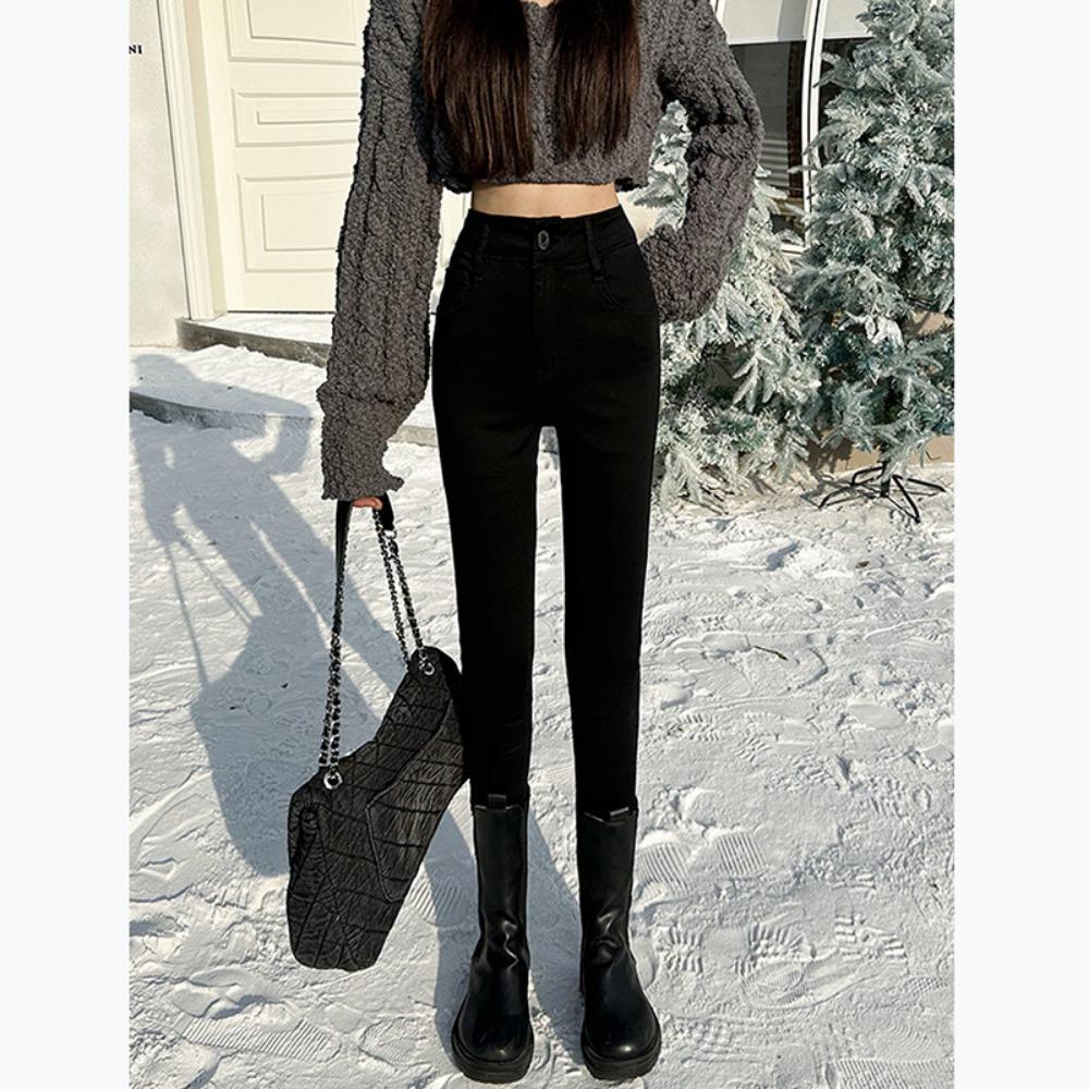 Simple Jeans Women's Autumn and Winter 2025 New High Waist Slim Skinny Elastic Versatile Small Foot Jeans Tide