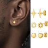 Boucles d'oreilles Clous Couleur Or pour Hommes Garçons, Petites Boucles d'oreilles en Acier Inoxydable Anti-Allergie, Bijoux Simples Hip Hop Cadeaux