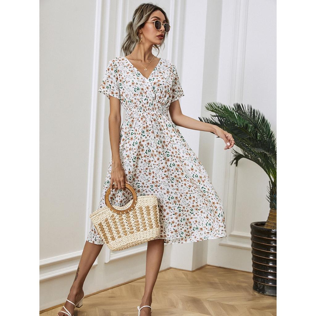 2025 New Fashion Trend Dresses Spring Summer Printed Waist Dresses Fashion Women's