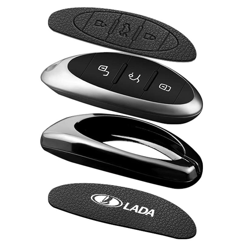 Zinc Alloy Leather Car Key Case Cover Fob for Lada X-Cross 5 Shell Holder Protector Keychain Auto Accessories