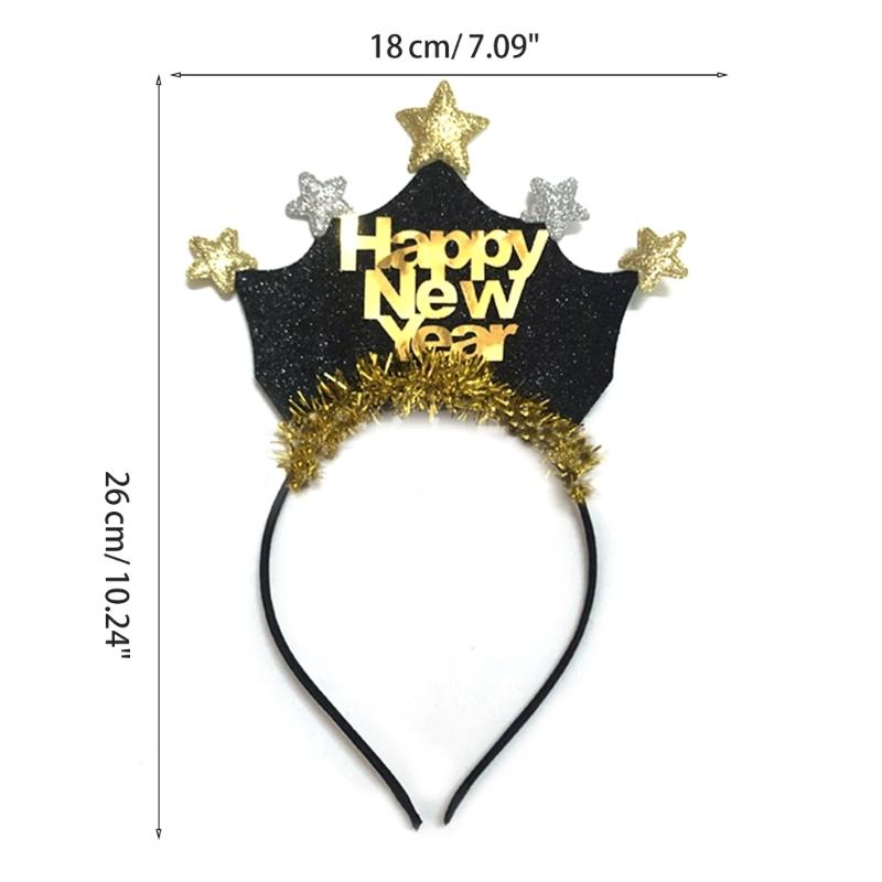 Star New Year Eve Sequins Headbands Crown 2023 Hair Hoop Fluffy Cute Hair Accessories Party Costume Photo Props