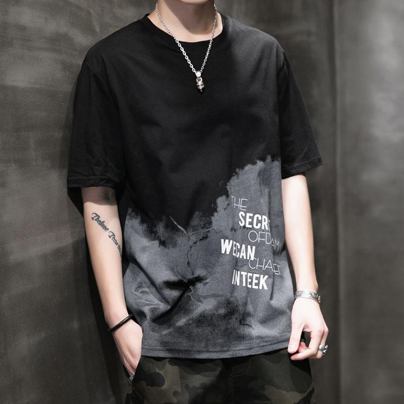 

Мужской пуловер с короткими рукавами и тушью в китайском стиле, футболка, топ XXXL