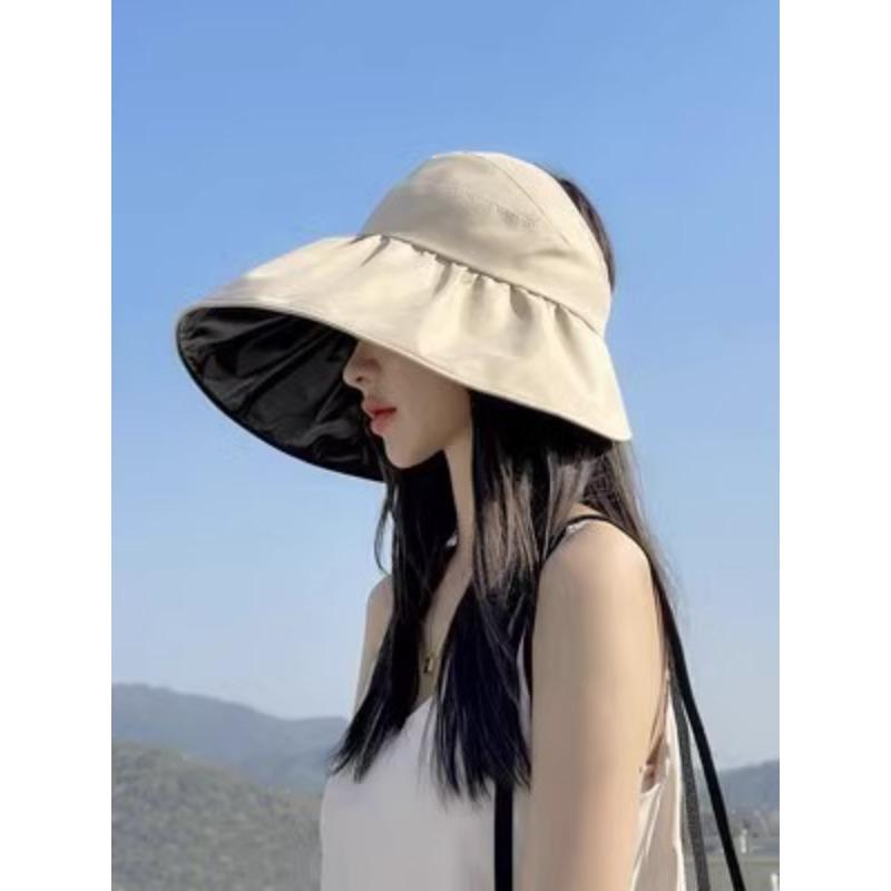 Vinyl empty top sunscreen hat Genuine sunscreen bucket hat Women's empty top vinyl eaves UV protection sun hat