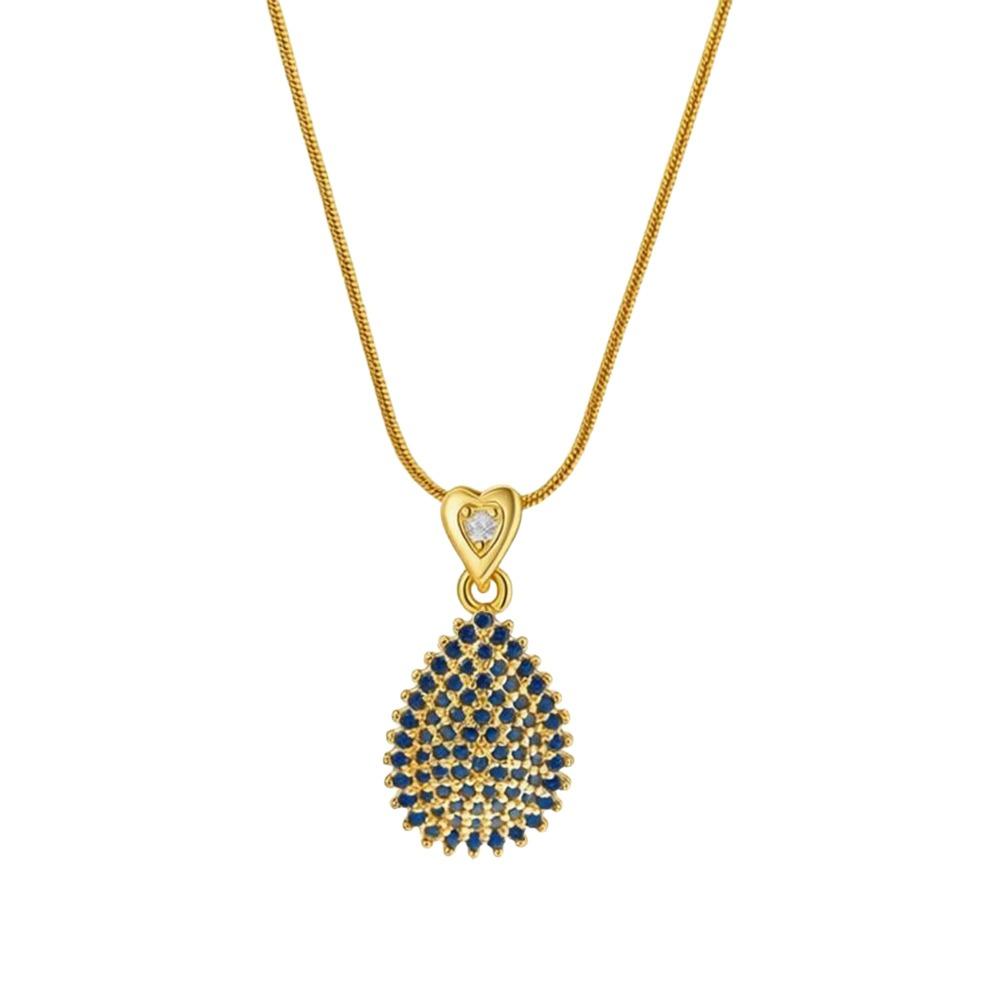 Light Luxury Necklace Water Droplet Pendant Necklace Temperament Choker Necklaces  Gifts синий
