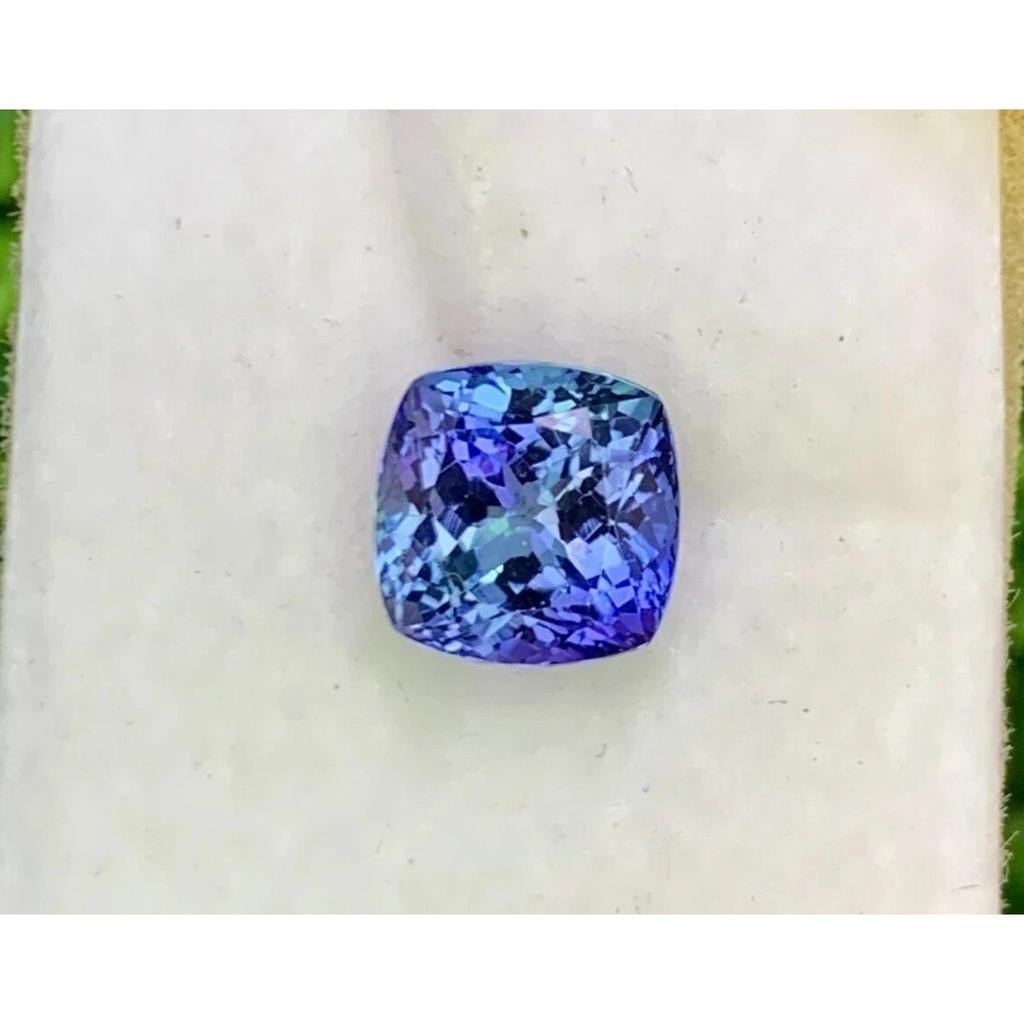 Natural Blue Tanzanite Cushion Extremely Rare Certified Loose Gemstone