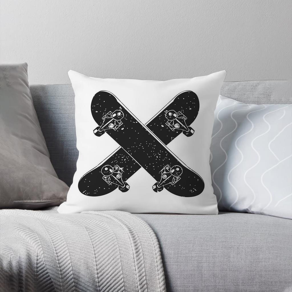 Skateboard Pillowcase, Extreme Sports Cushion Cover Street Style X Skate Throw Pillow Black White Retro Home Decor Teen Boy Gift