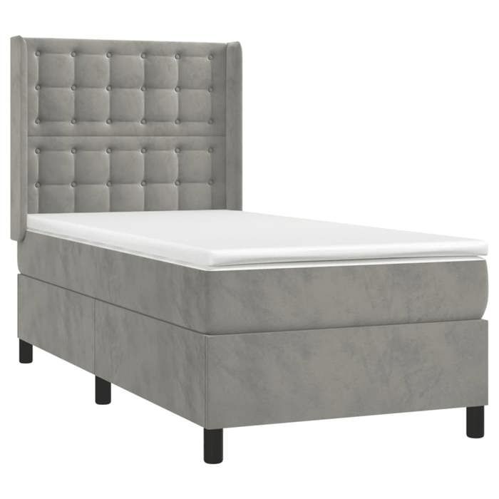 3132885 vidaXL Lit à sommier tapissier et matelas Gris clair 80x200 cm Velours