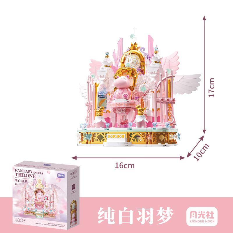 Moonlight Association Devil Angel Pure White Feather Building Street Landscape Children Assembly Toy Model Packaging Rack Gift