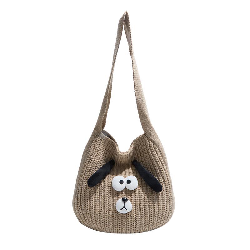 2025 Stylish Knitted Dog Crossbody Bag - Large Capacity Autumn/Winter Shoulder Bag for Women