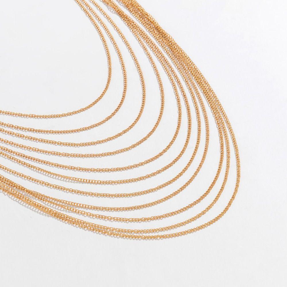 Layered Tassels Metal Body Chain Multi-layer Necklace Women Body Jewelry Bikini Chest Chain Women