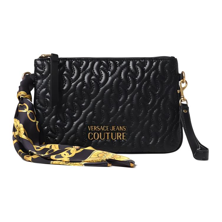 

Versace Jeans Couture Chain Fashion Print Zipper Closure Leather Handheld Crossbody Shoulder Bag Women Bags Black Yellow 75VA4BAX-ZS803-899 Basic Set (Bag+Dust Bag)