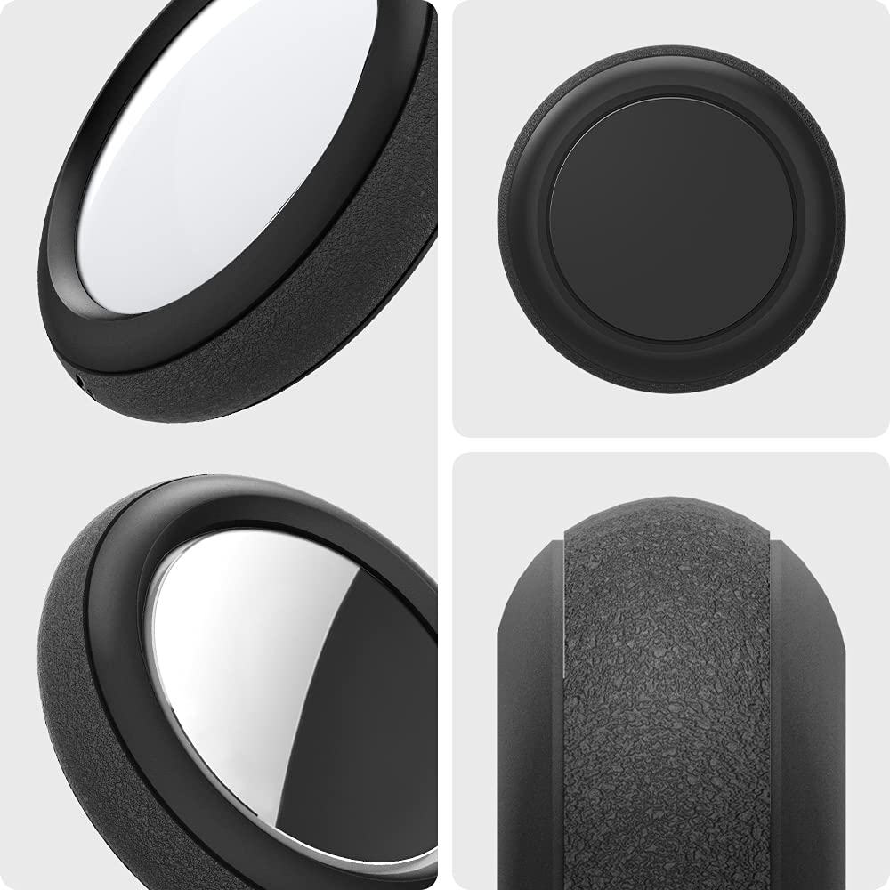 Spigen AirTag Case Set of 2 Adhesive Cover Bicycle Fixed Slim Lightweight Convenient to Carry Silicone Fit AHP03070 (Black)