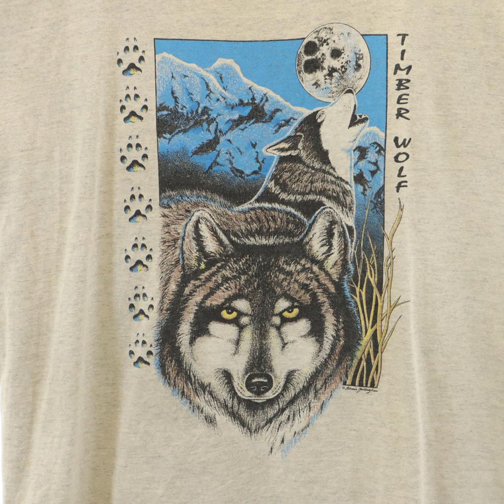 anvil 90s Made in USA Old wolf print Short sleeve T-shirt Men's Used