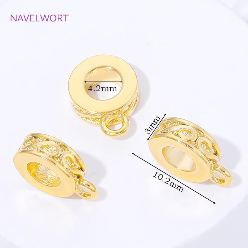 18K Gold Plated Round Bail Holder For Pendant,Bail For Jewelry,Brass Bail Beads Spacer,DIY Necklace Findings,Jewelry Materials 2 pieces