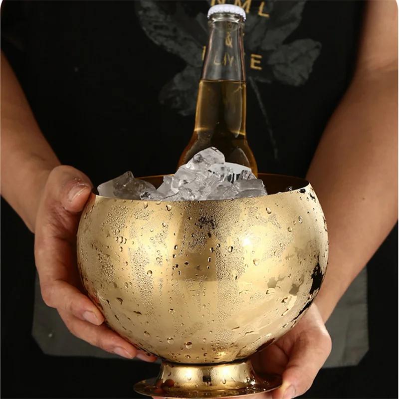 Nerezové vědro na led v severském stylu KTV Bar Víno Chladící vědro na pivo s podstavcem Restaurace Party Maker na led Kbelík na pivo