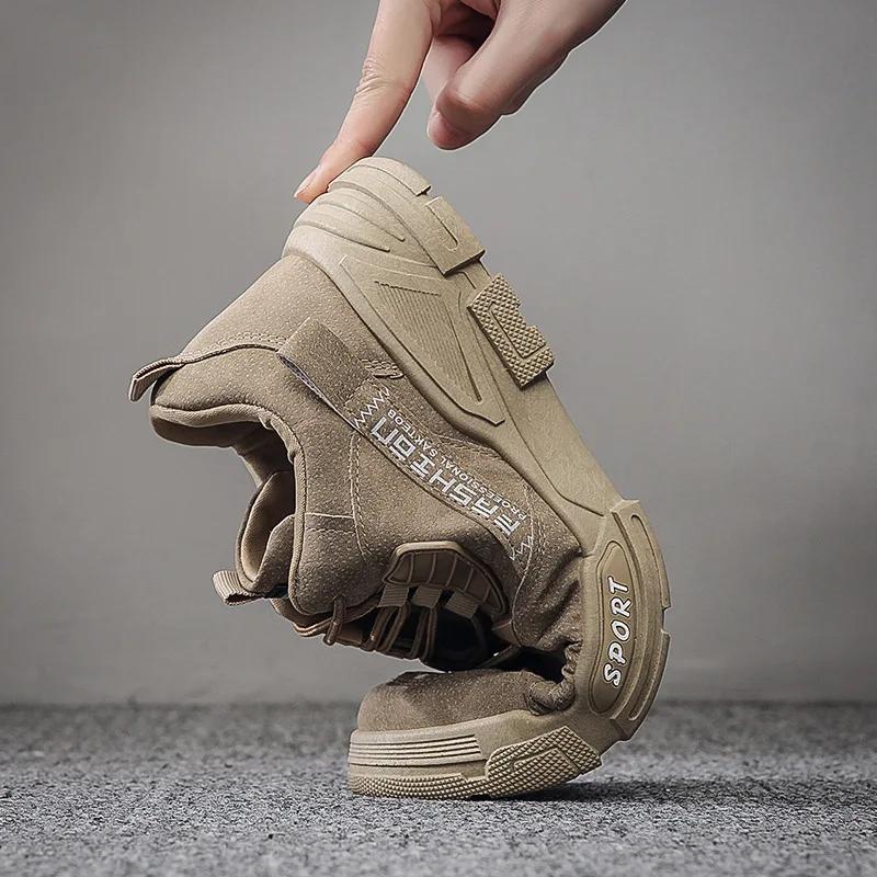 Men Tooling Shoe Fashion Outdoor Platform Boots Men's Casual Comfortable Breathable Shoes Non-slip Lace Up Shoes for Men Sneaker