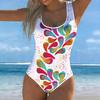 Sommer Sexy Künstlerischer Farbkontrast Stil Gedruckter Einteiler Badeanzug Schlanke Passform, Tiefes U-Rücken Design, Strand Pool Urlaub Auffälliger Mode Badeanzug