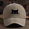 Weiche Baumwollähnliche Leinen-Baseballkappe Mit Katzen-Print-Design Unisex Breiter Schirmhut