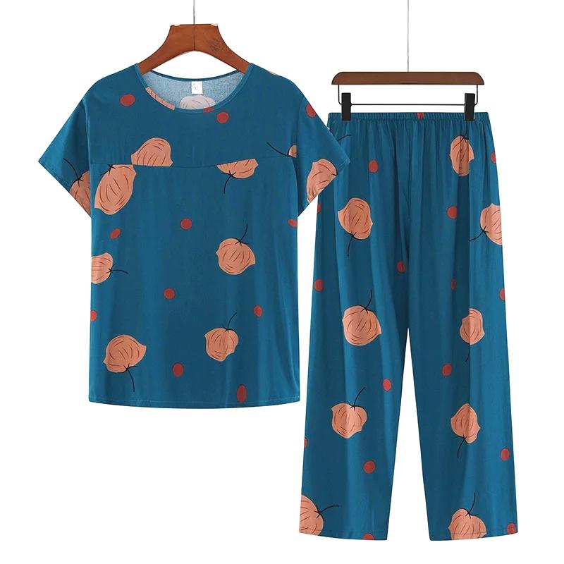Cotton Pajamas Women's Thin Short Sleeve Set Plus Size Women's Loungewear Can Be Breathable and Antibacterial Sleepwear
