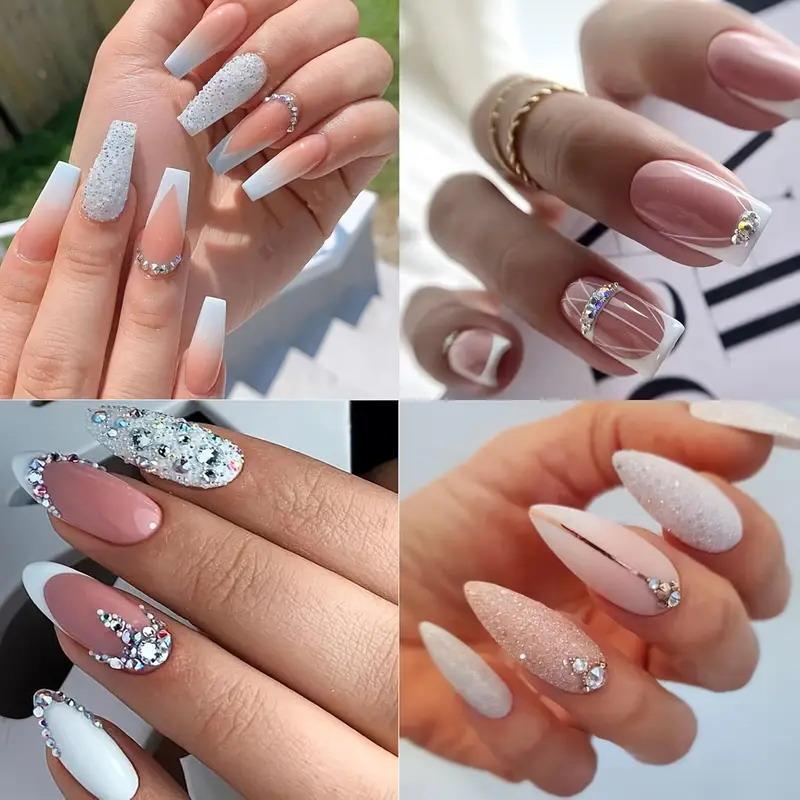 3D Nail Art Rhinestones 12-Grid Super-Shiny Flatback Rhinestones Decorative Nail Art Adhesive Multiple Shapes Diy Nail Designs