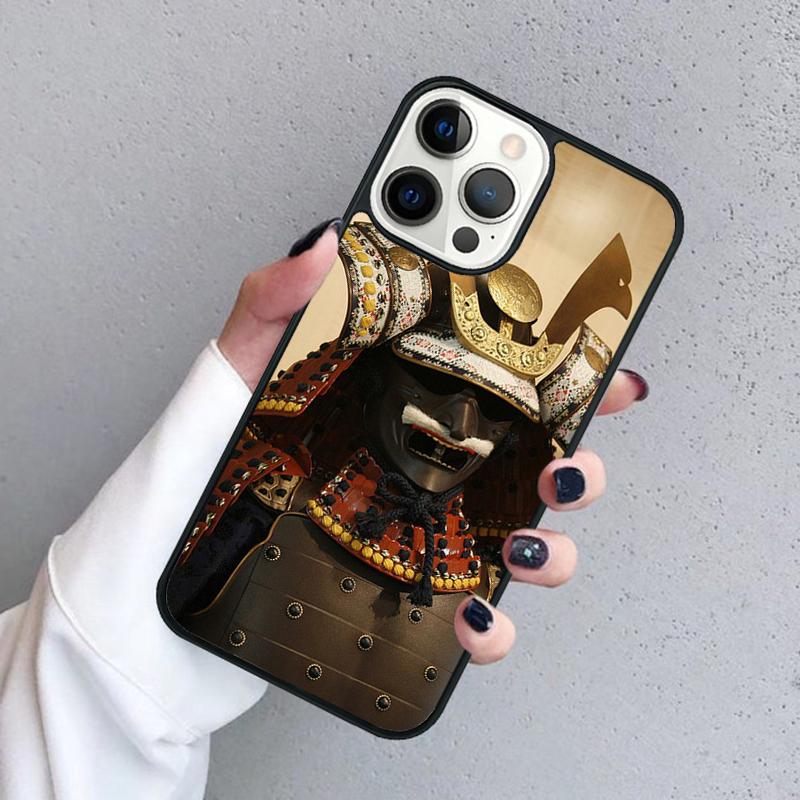 Samurai Japanese Warrior Mask Helmet Phone Case For iPhone 17 Air 16 Pro Max 15 14 Plus 12 13 Shell Cover Coque