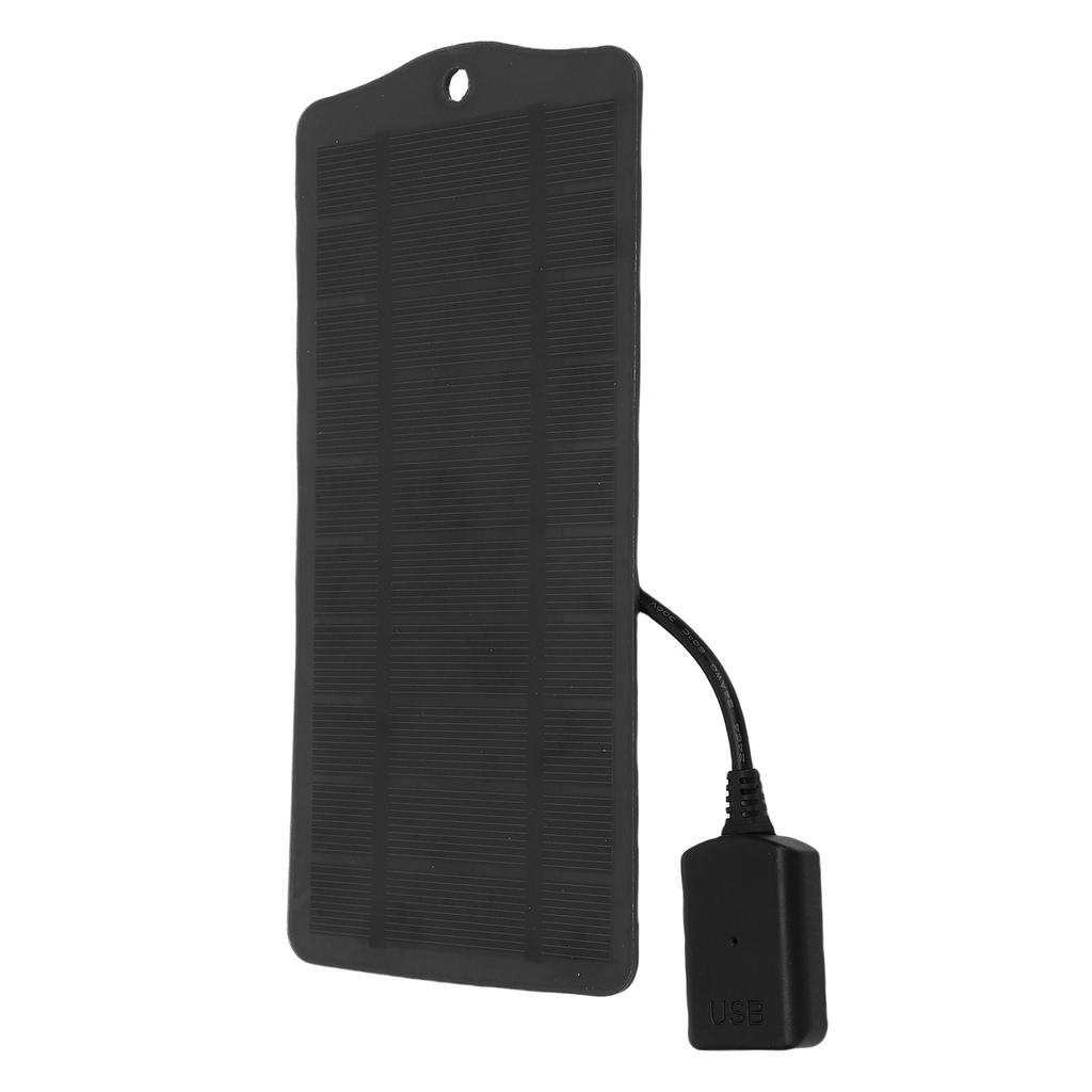 5W Monocrystalline Solar Panel USB Solar Charger Solar Phone Charger for Outdoor Camping Travel Black
