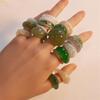 19 Piece Set of Colorful Dyed Pattern Resin Green Ring Set for Women's Bohemian Style Suitable for Holiday Daily Wear 2024 New M