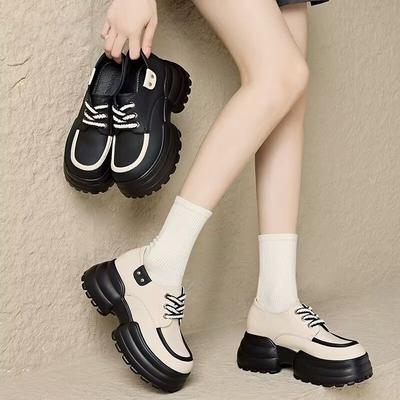 Veelzijdige damesschoenen met plateauzool, nieuwe lente- en herfstmode, middelhoge hak, verhogend, enkele schoenen