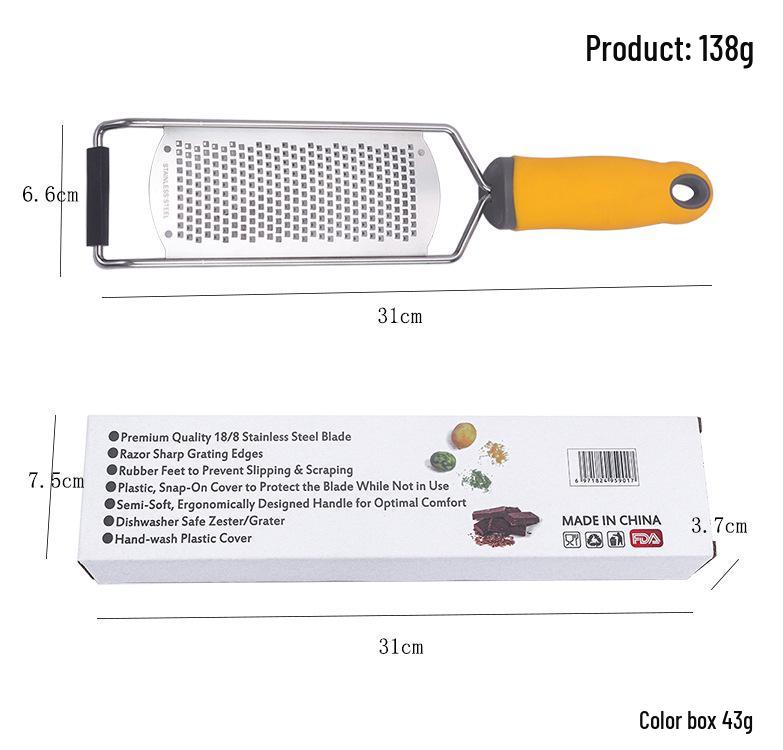 304 Stainless Steel Cheese Grater & Lemon Zester with Protective Cover