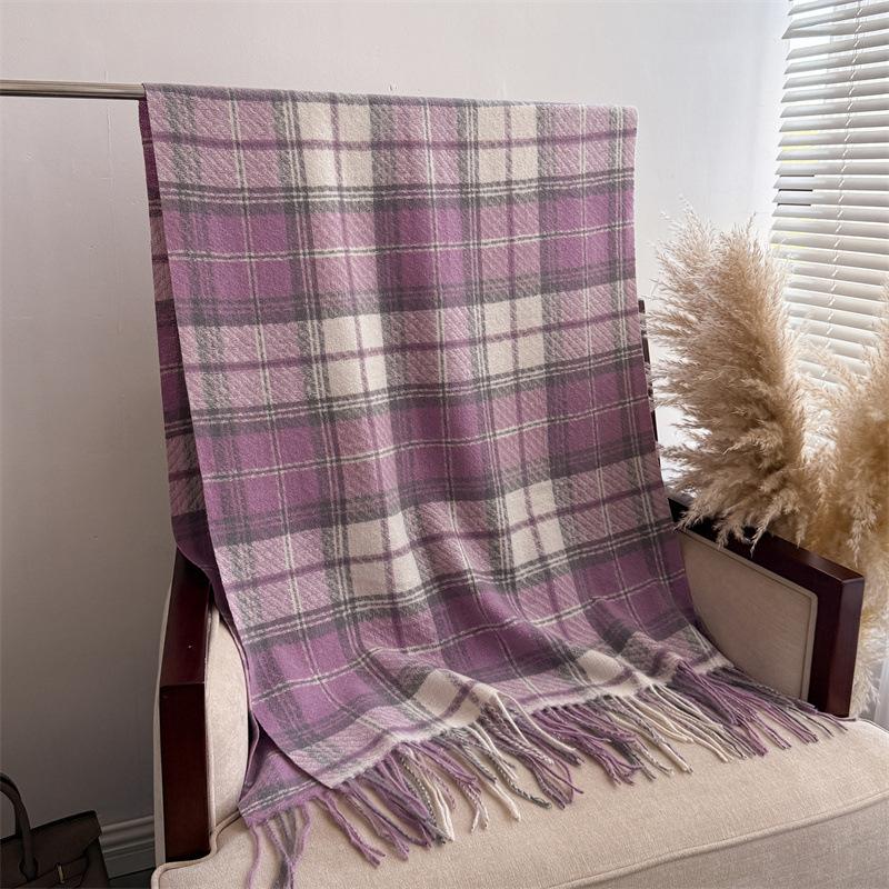 

Korean Atmosphere Plaid JK Scarf, Adult Unisex Autumn Winter Thickened Warm Versatile Scarf with Tassels, Fashionable Casual Style 200x69cm with Tassel