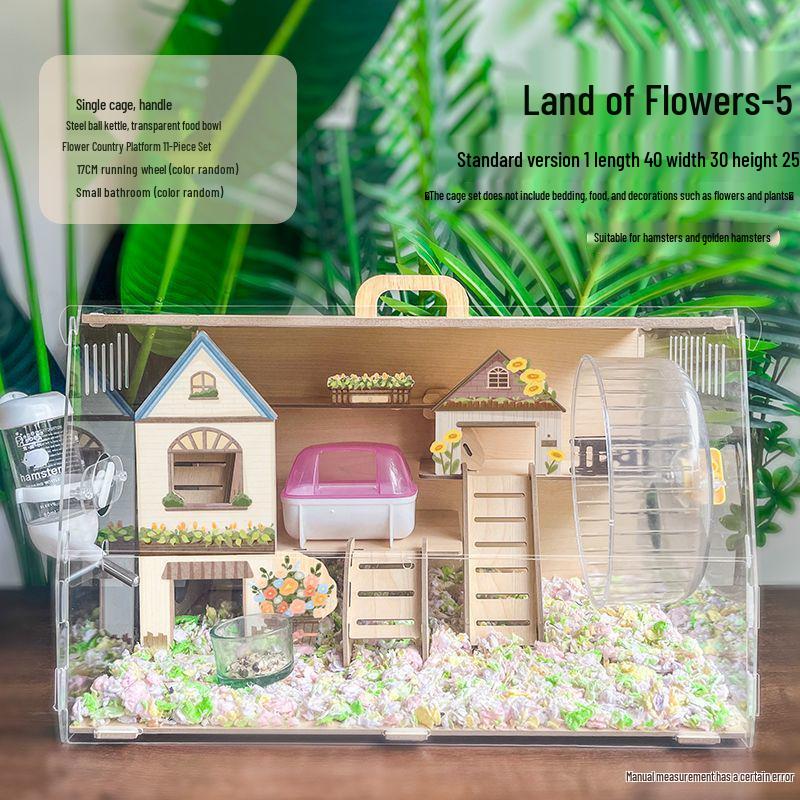 Роскошная двухслойная акриловая клетка для хомяка - Дизайн  Цветок  Вилла и гнездо для хомяка Special Offer - 97 Left