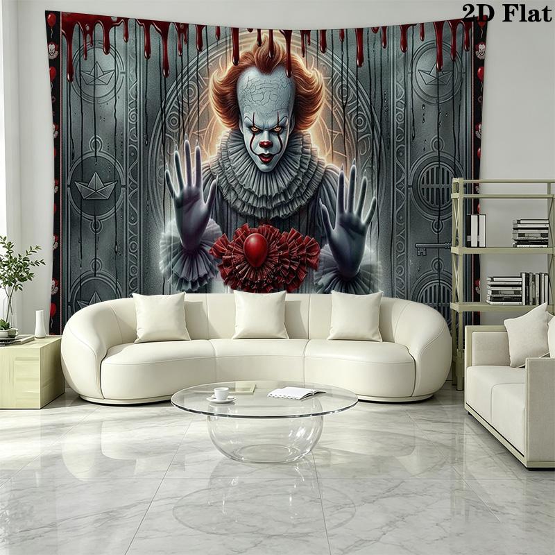 It Clown Wall Tapestry Aesthetic Wall Hanging Printed Fabric Blanket Decorative Tapestries for Bedroom Living Room Home Decor