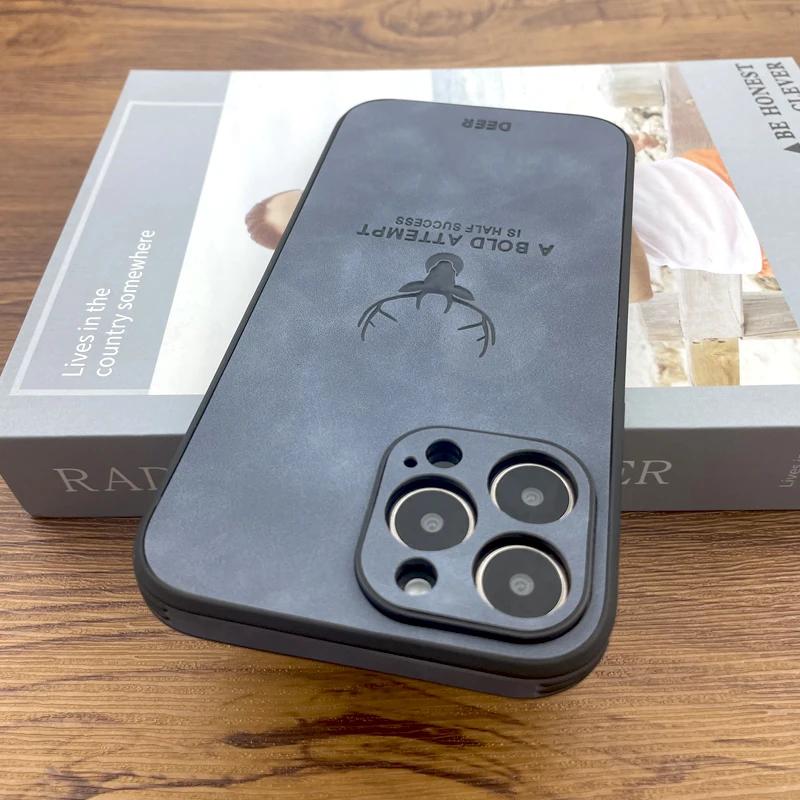 

Роскошный магнитный кожаный чехол для беспроводного чехла Magsafe для iPhone 16 15 14 13 12 11 Pro Max Plus 14ProMax 16Pro 13ProMax Чехлы с изображением оленя For iPhone 12