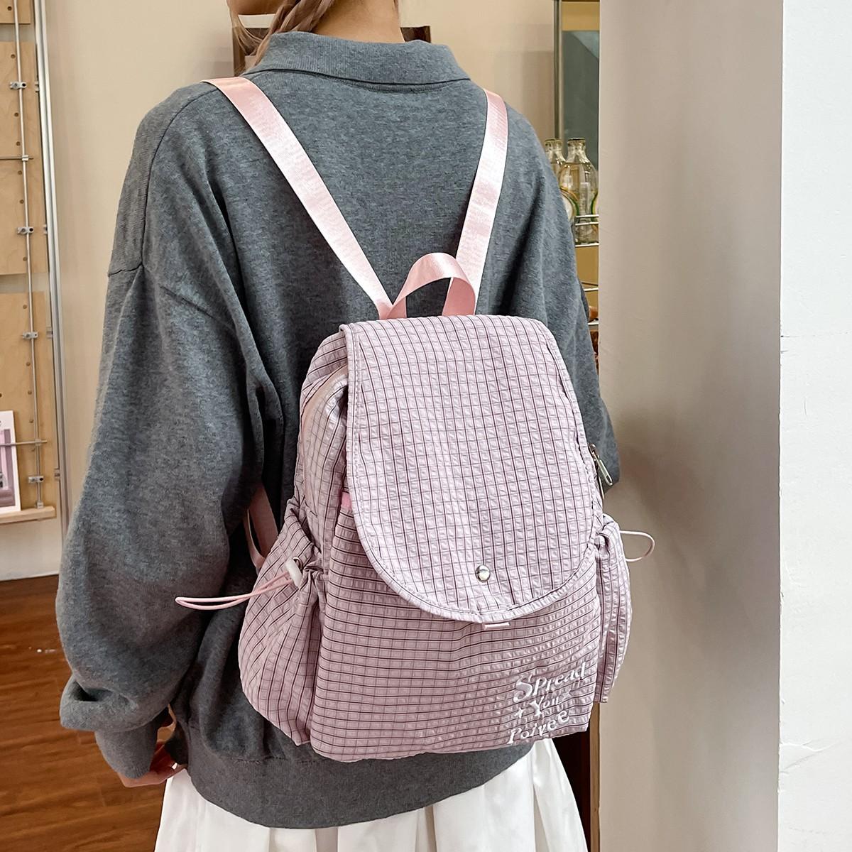 

Корейский колледж стиль досуг нейлоновая сумка 2025 новый женский рюкзак досуг дорожный рюкзак розовый