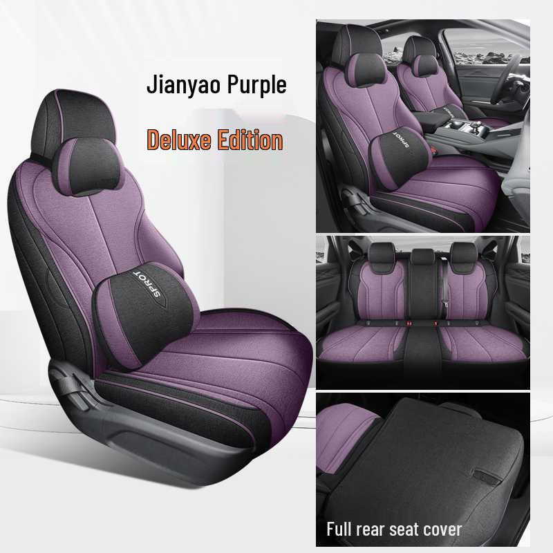 All-Season BYD Qin L Seat Covers: Breathable Linen with Perforated Leather, Fully Enclosed and Ventilated