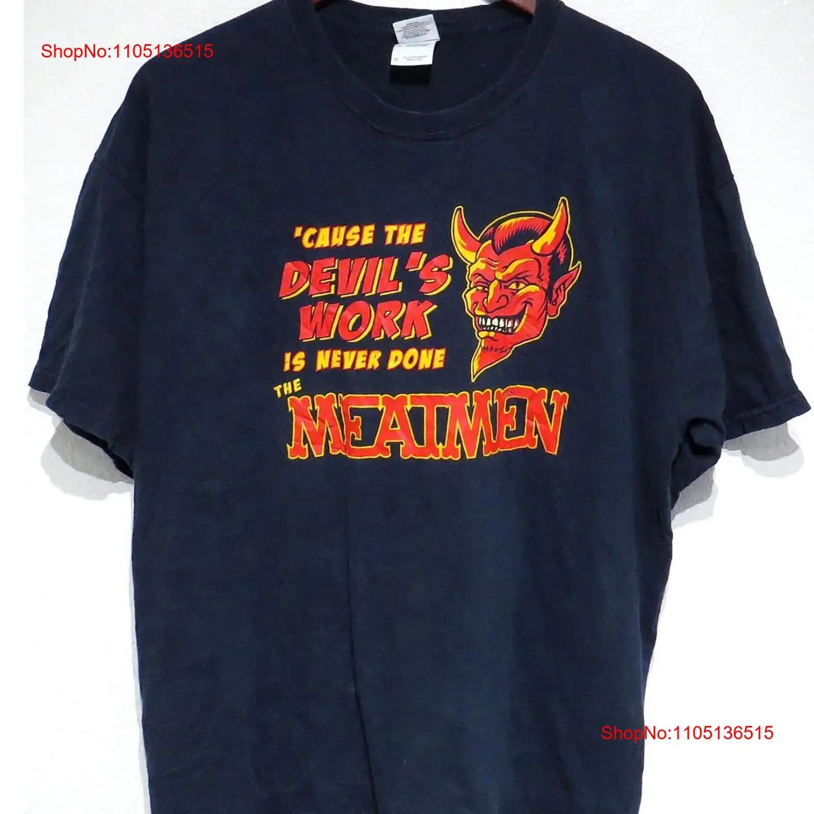 

vtg Tesco Vee MEATMEN DEVIL S WORK t shirt XL punk rock 2000s evil horns metal vintage Washed designer clothes Stretched S разноцветный