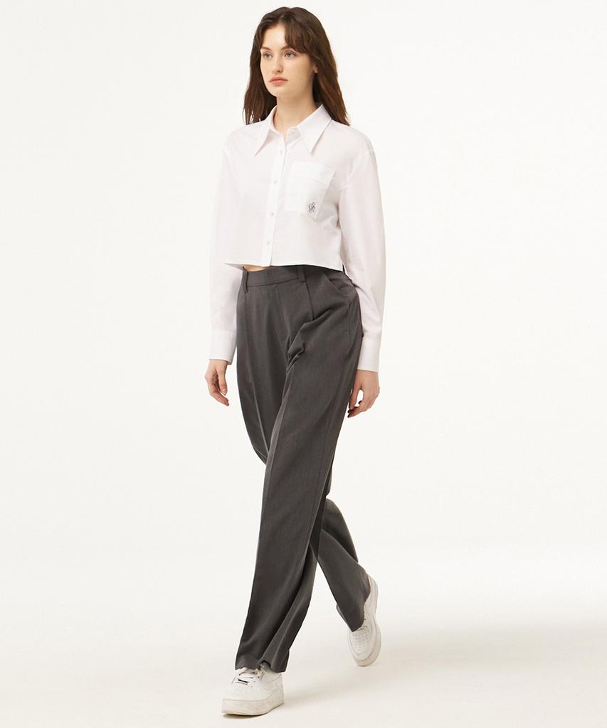 CITYBREEZE Basic Pintuck Wide Slacks_Charcoal