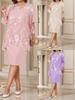 2025 Spring/Summer Elegant European & American Women's Lace Evening Gown - Faux Two-Piece Dress